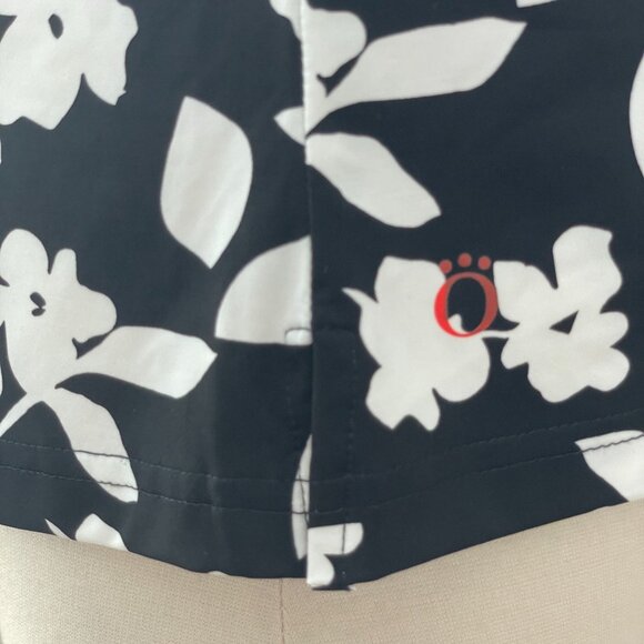 Kinona Womens XL Sleeveless Floral Polo Top Black White Golf Shirt Stretch - Picture 7 of 8